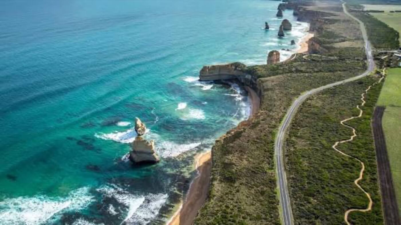 Great Ocean Road vue du ciel, corridor fréquent pour un aller simple en van